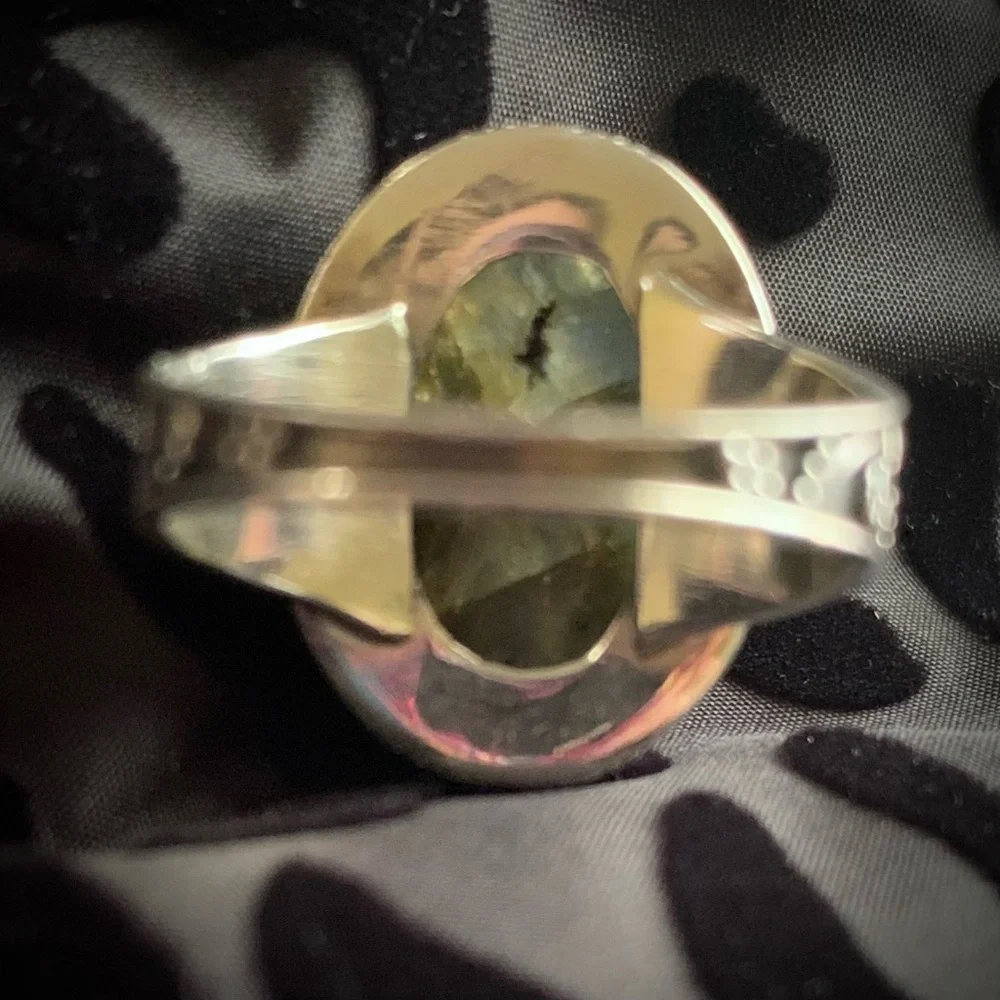 Glowing Labradorite Sterling Silver Ring 925 Vintage